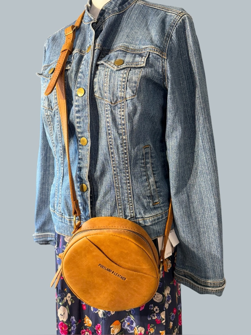 Portland Leather Honey Circle Crossbody Bag